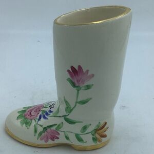Vintage Knox Hand Painted Floral Boot Vase